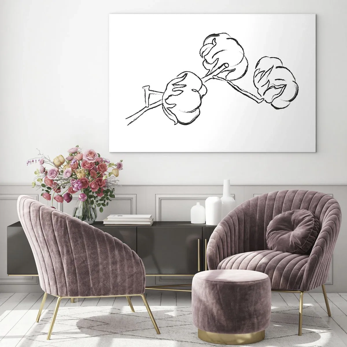 Glastavla - Bild på glas - Bomullsdun - 70x50 cm