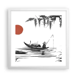 Affisch i vit ram - Asiatisk eftermiddag - 40x40 cm