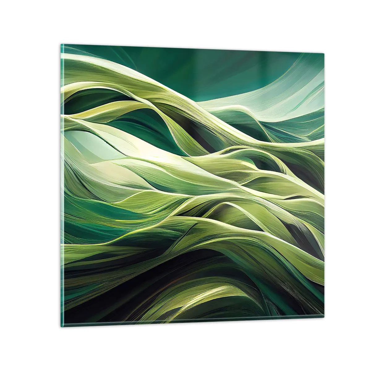 Glastavla - Bild på glas - Ett abstrakt spel med grönt - 30x30 cm