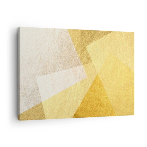 Canvastavla - Bild på duk - Geometriska former i guld och ljusa nyanser - 70x50cm - Geometriskt väder - Modern väggdekoration för vardagsrum och sovrum ARTTOR
