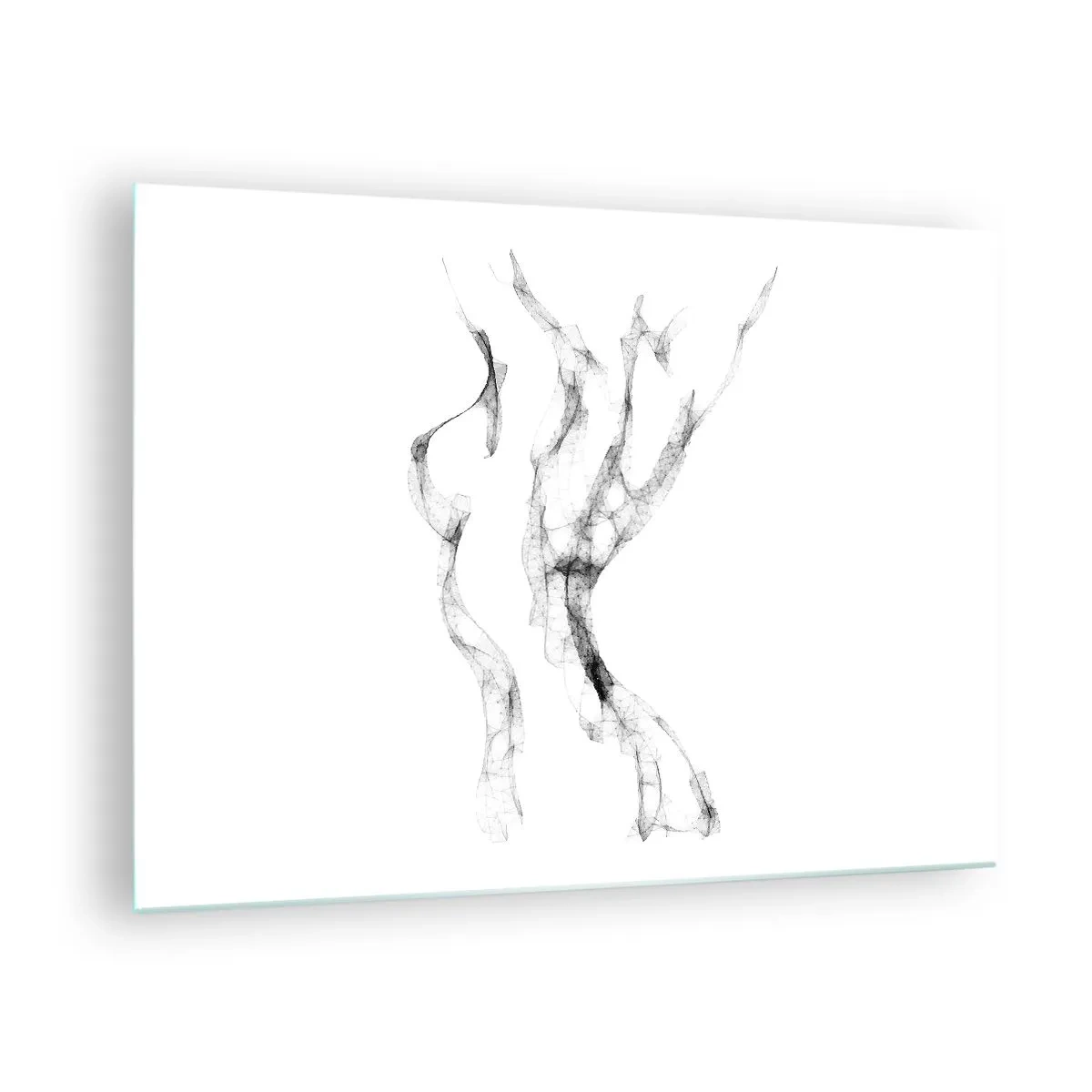 Glastavla - Bild på glas - Abstrakt kvinnlig kontur gjord av svarta, rökiga linjer - 70x50cm - Vacker och stark - Modern väggdekoration för vardagsrum och sovrum ARTTOR