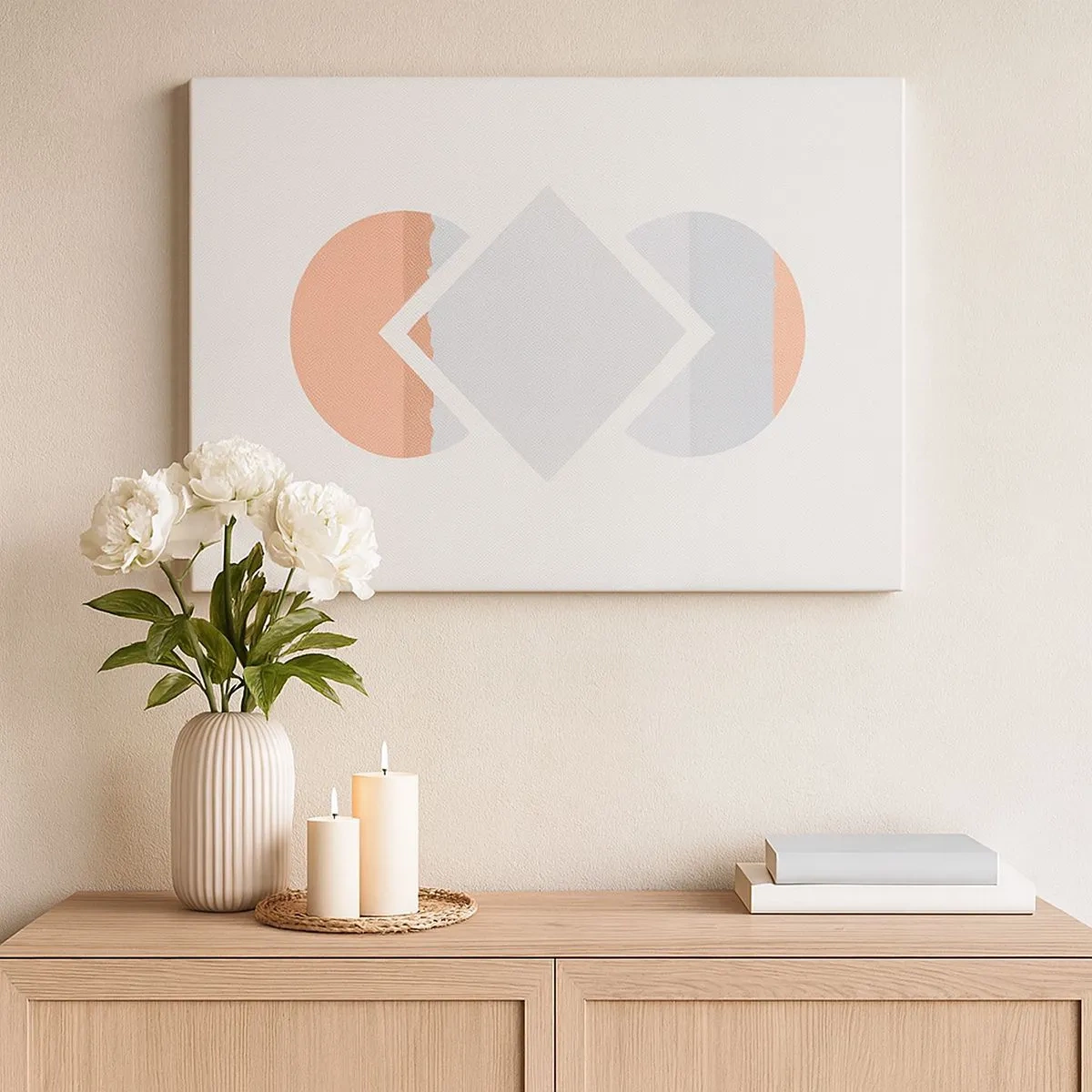 Canvastavla - Bild på duk - En minimalistisk målning med geometriska former - 70x50cm - Situationen är klar - Modern väggdekoration för vardagsrum och sovrum ARTTOR