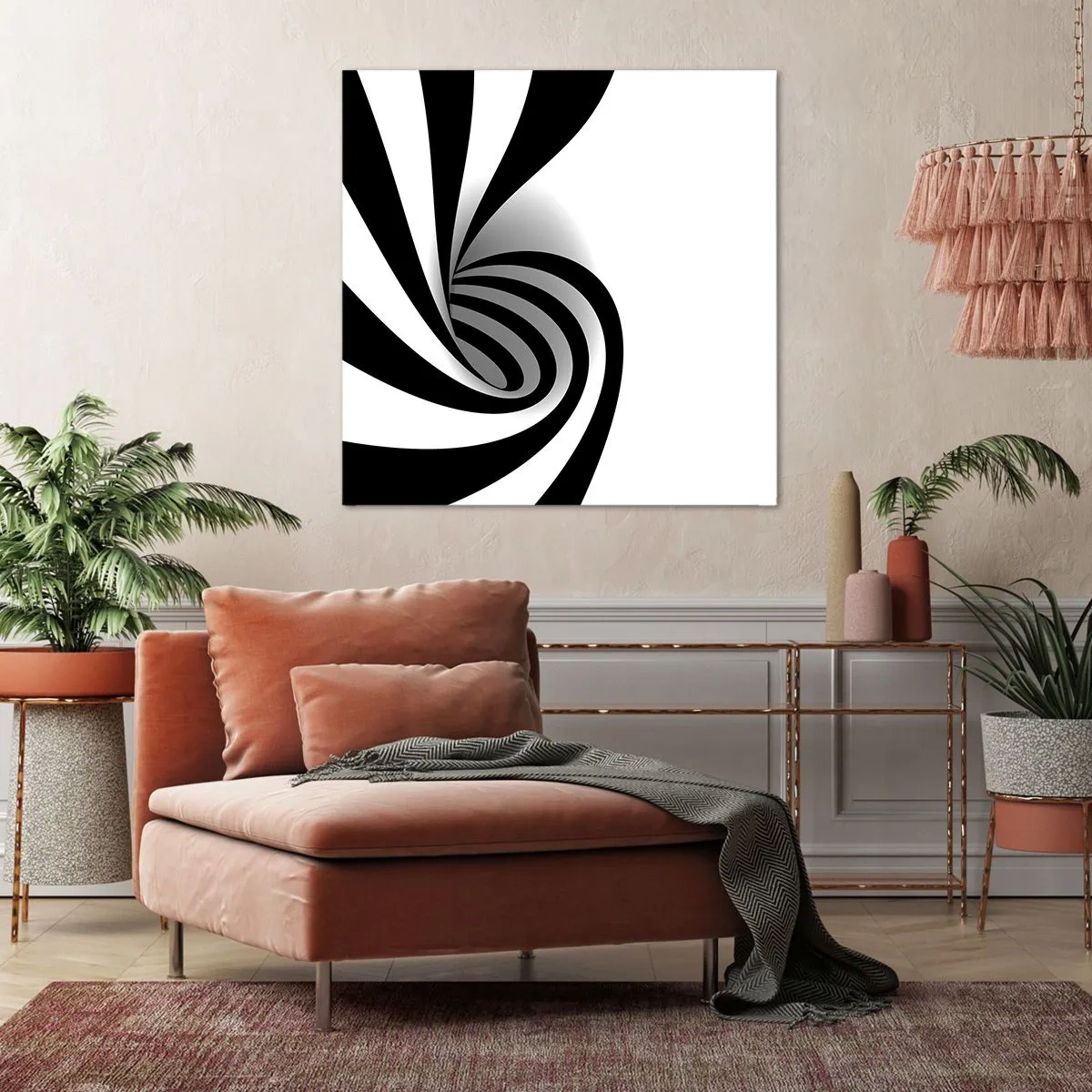 Canvastavla - Bild på duk - Roterande svart-vit - 70x70 cm