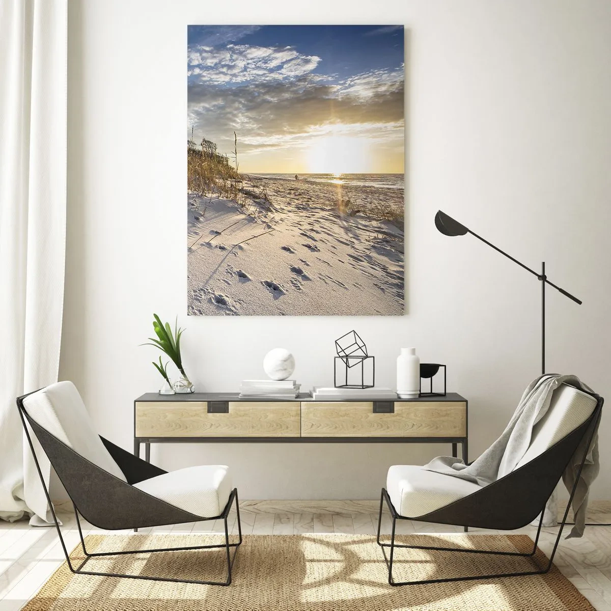Glastavla - Bild på glas - Inbjudan till promenad - 50x70 cm