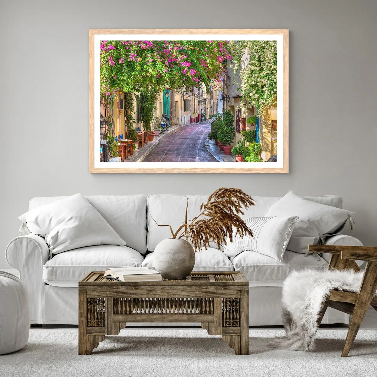 Affisch i ram av ljusek - Blommande gata - 40x30 cm