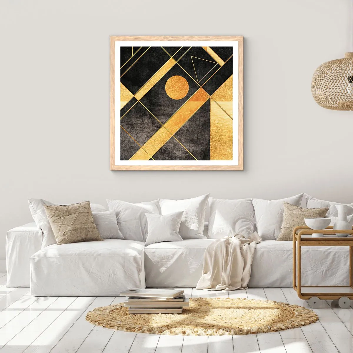 Affisch i ram av ljusek - Öknens sol - 60x60 cm