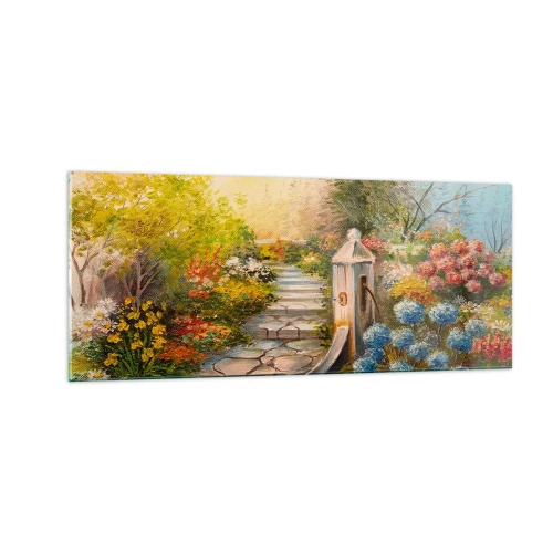 Glastavla - Bild på glas - Fullt blommande - 100x40 cm