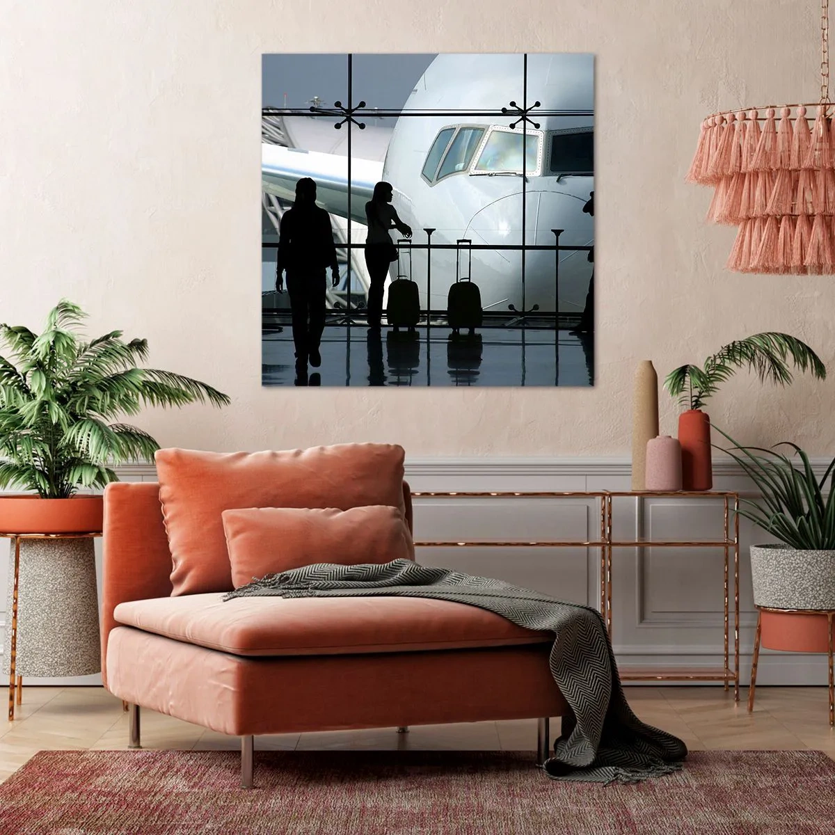 Canvastavla - Bild på duk - Vis a vis på flygplatsen - 70x70 cm