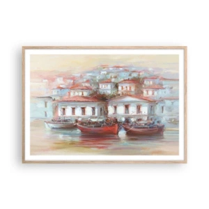 Affisch i ram av ljusek - Lycklig stad - 100x70 cm