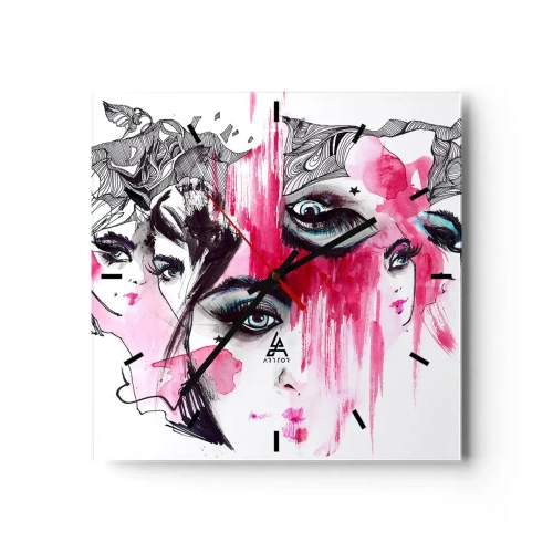 Väggklocka - Klocka på glas - , - 30x30 cm