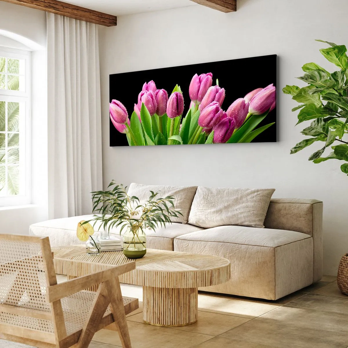 Canvastavla - Bild på duk - Vårens lila glädje - 160x50 cm