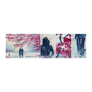 Provbit av självhäftande fototapet Deluxe Sticker - Romantisk promenad - Paris, Eiffeltornet, Förälskade par - 100x30 cm