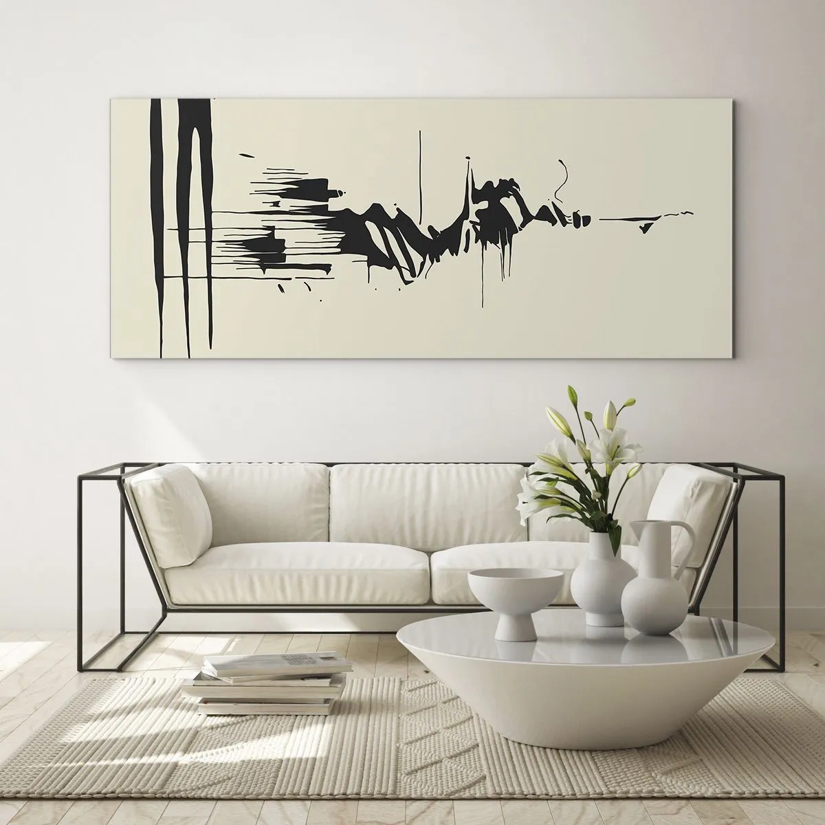 Glastavla - Bild på glas - Skyndsam abstraktion - 100x40 cm