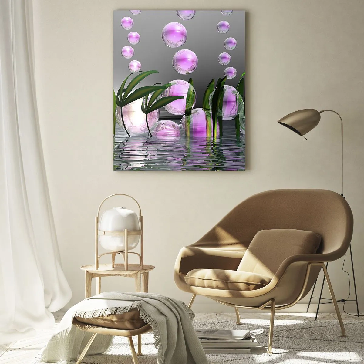Glastavla - Bild på glas - Tankeväckande komposition av lätthet och liv - 50x70 cm