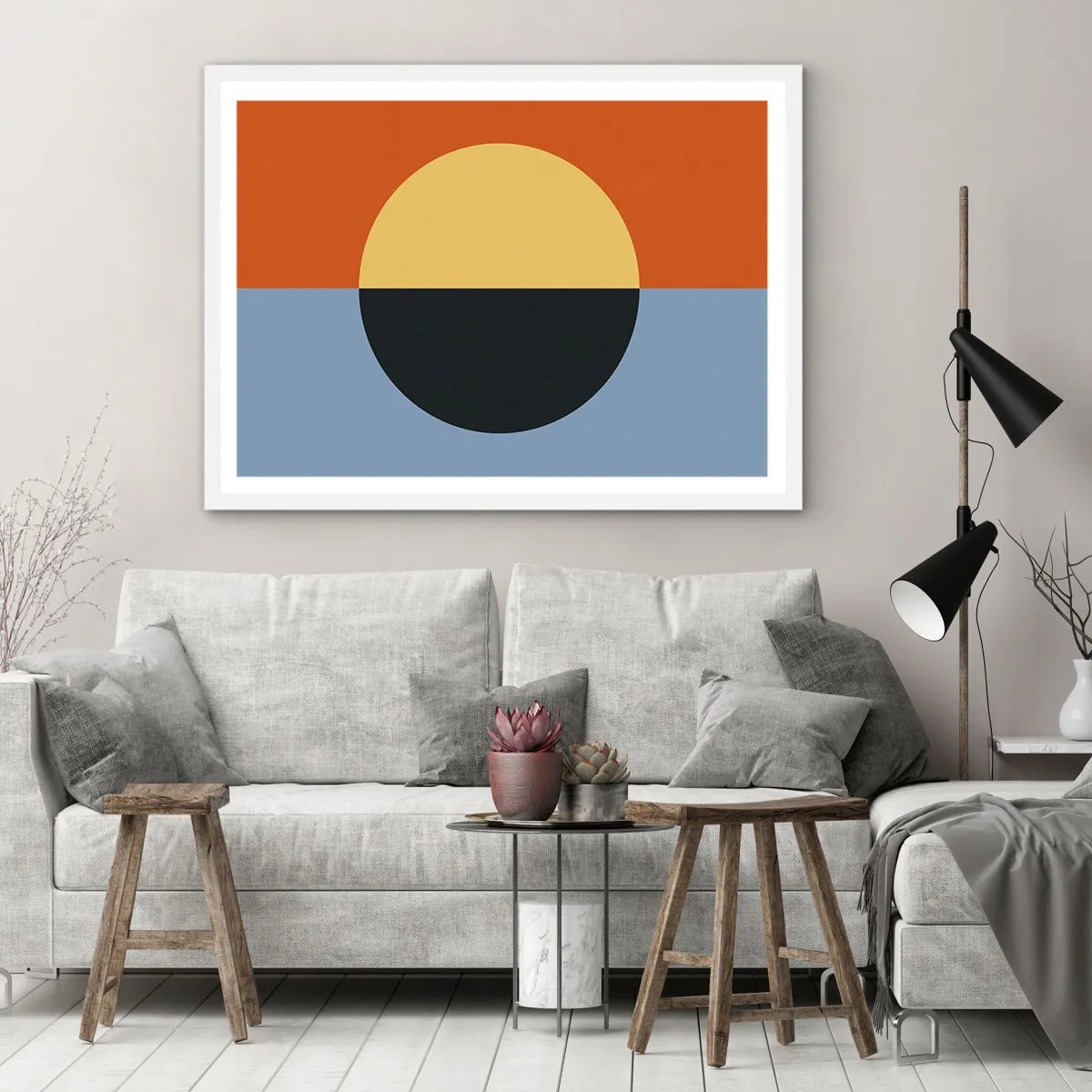 Affisch i vit ram - Komposition av värme och kyla - 100x70 cm