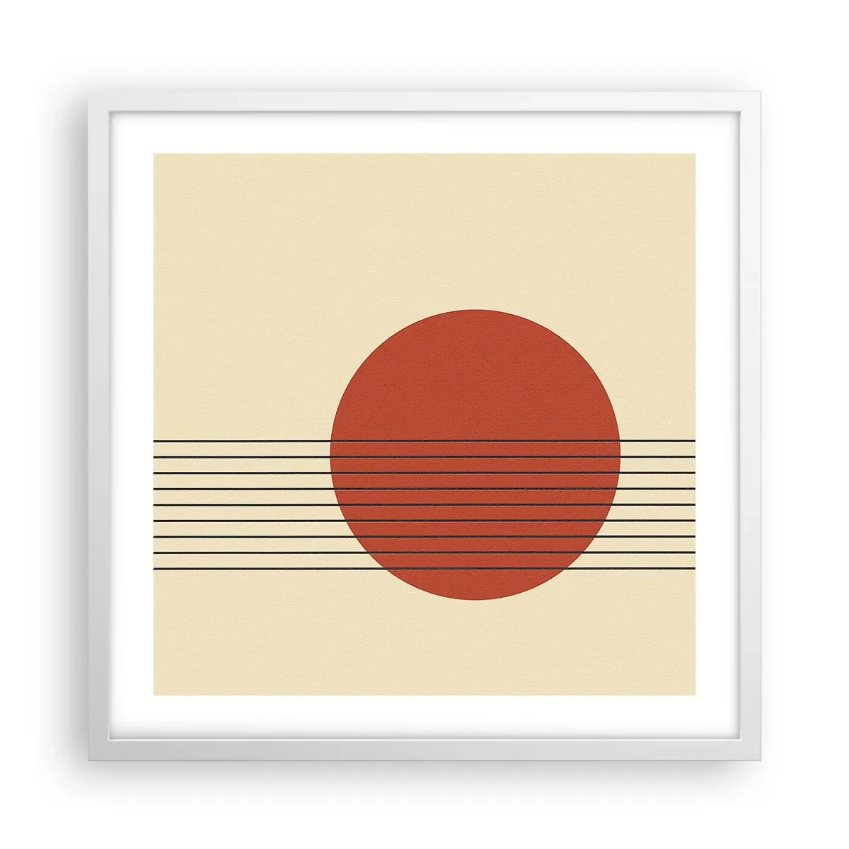 Affisch i vit ram - Cirkel och linjer - 50x50 cm