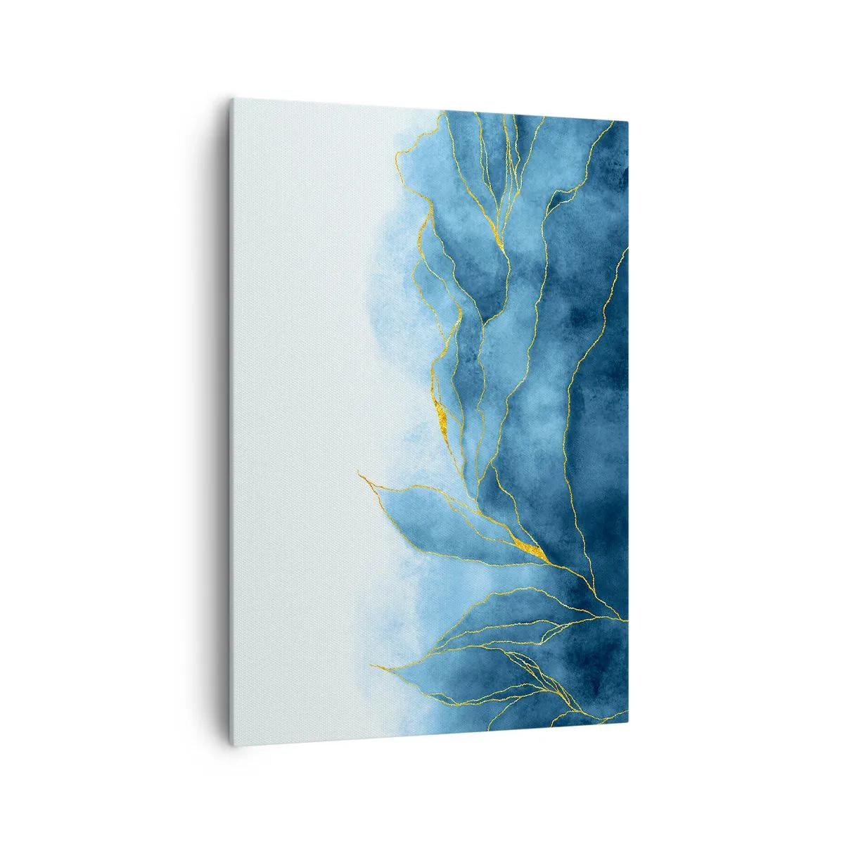 Canvastavla - Bild på duk - Blått i guld - 70x100 cm