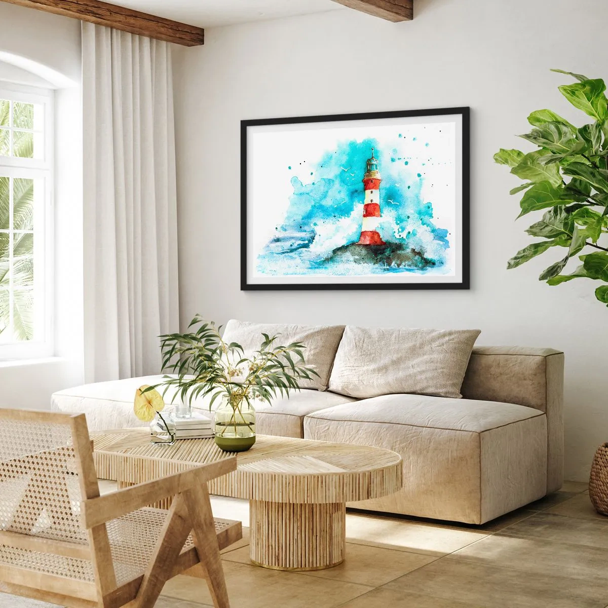 Affisch i svart ram - Elementens enhet - 70x50 cm