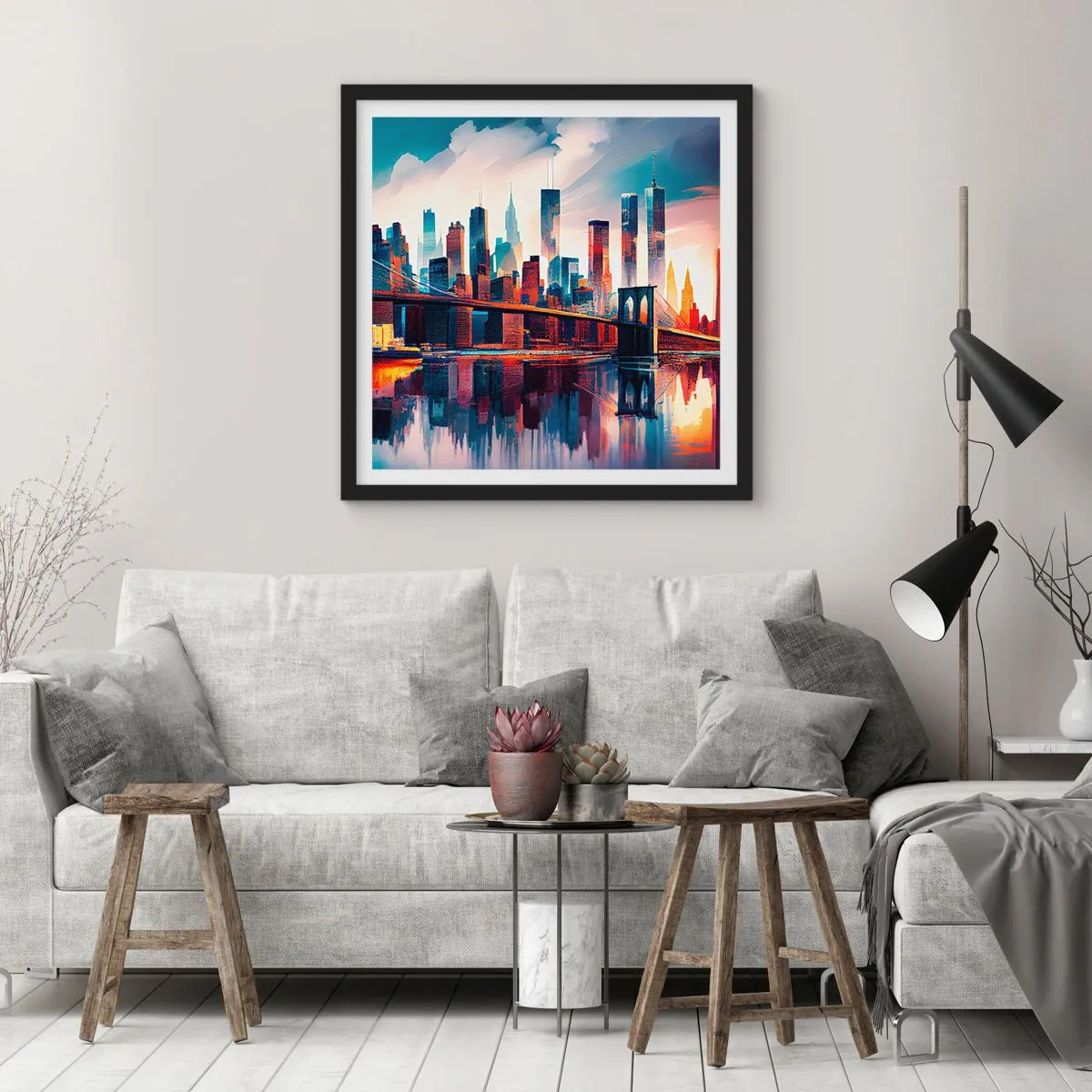 Affisch i svart ram - Fenomenala New York - 50x50 cm