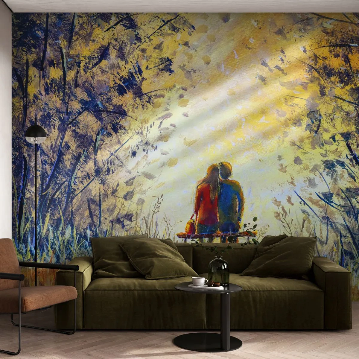 Fototapet Premium Canvas - Magisk stund - Ett par älskare, Parkera, Natur - 250x175 cm