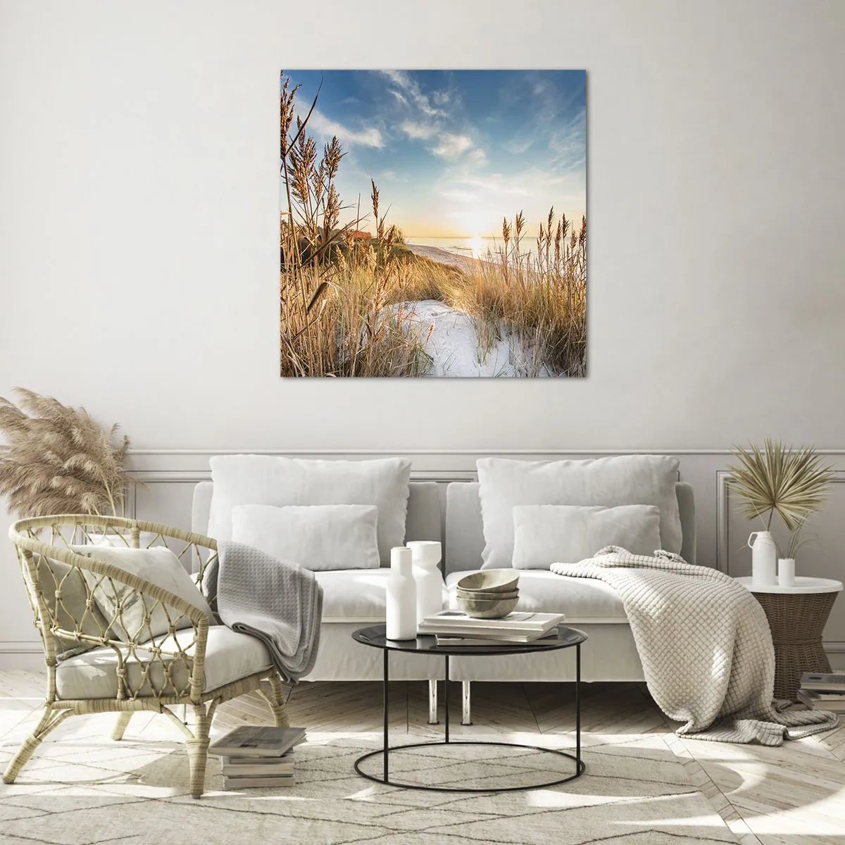 Glastavla - Bild på glas - Nordlig strand - 50x50 cm
