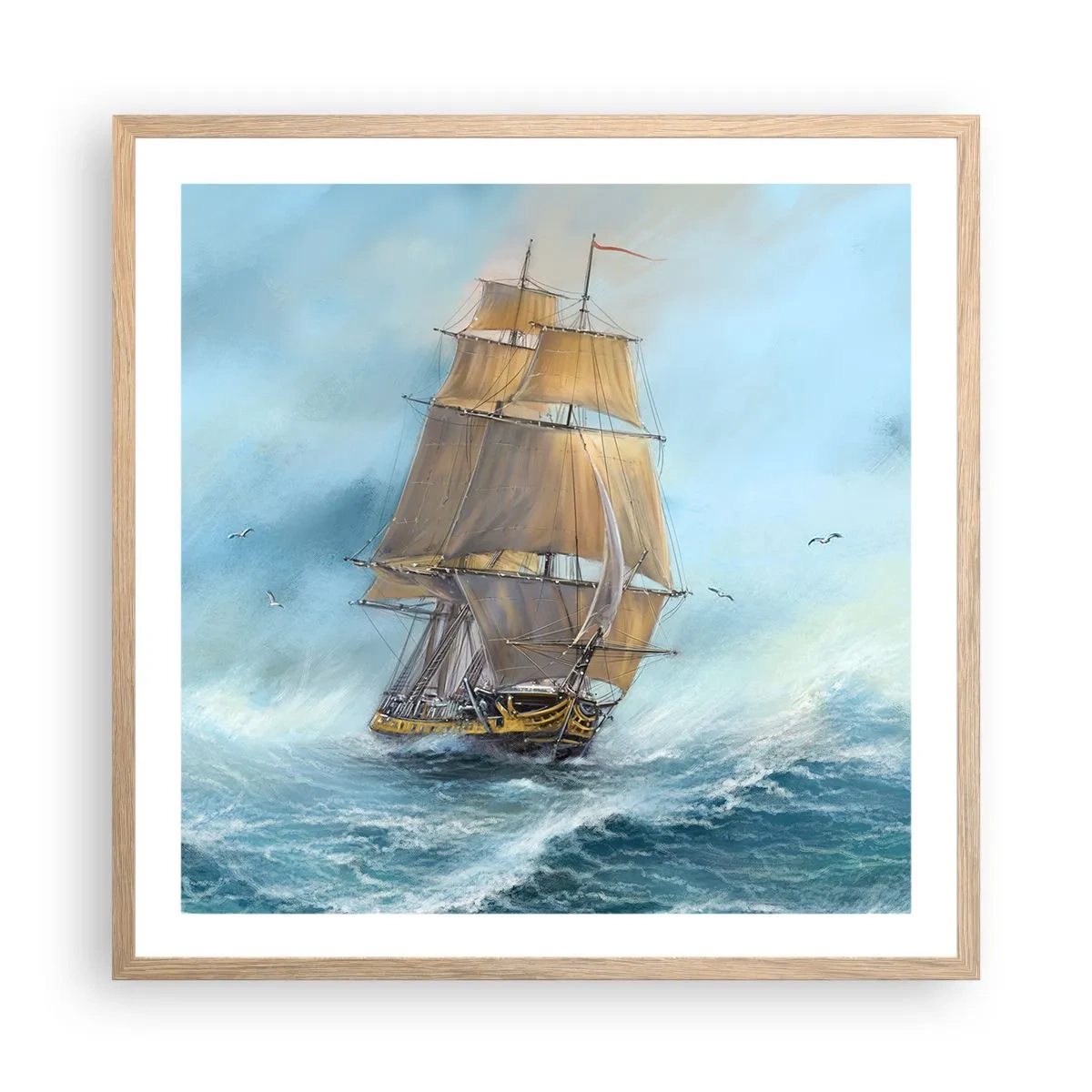 Affisch i ram av ljusek - Vinkande genom vågorna - 60x60 cm