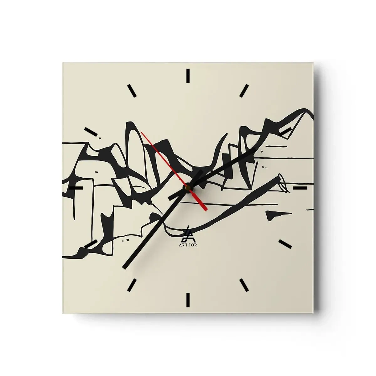 Väggklocka - Klocka på glas - Kanske ett landskap - 30x30 cm
