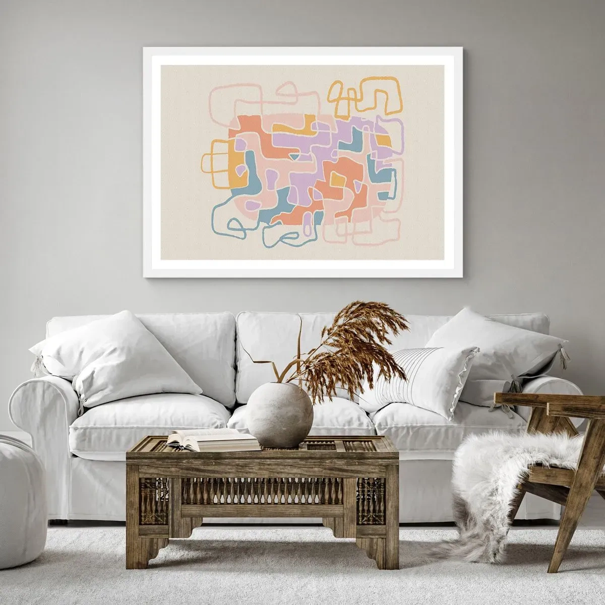 Affisch i vit ram - Labyrint - ett glädjefyllt äventyr - 100x70 cm