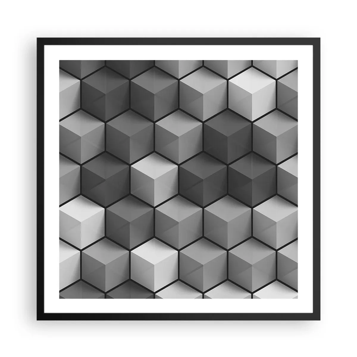 Affisch i svart ram - Kubistiskt pussel - 60x60 cm
