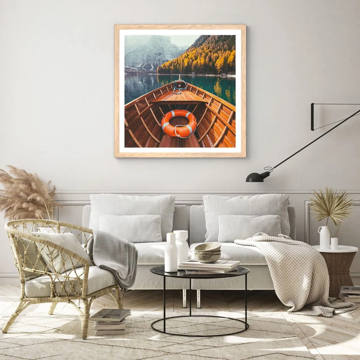 Affisch i ram av ljusek - Utflykt i fjällen - 40x40 cm