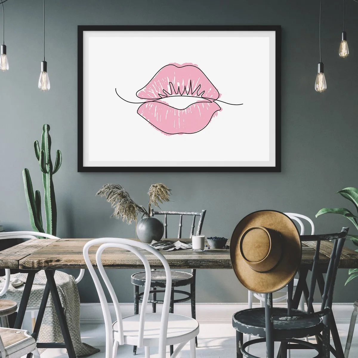 Affisch i svart ram - Redo att kyssas? - 100x70 cm