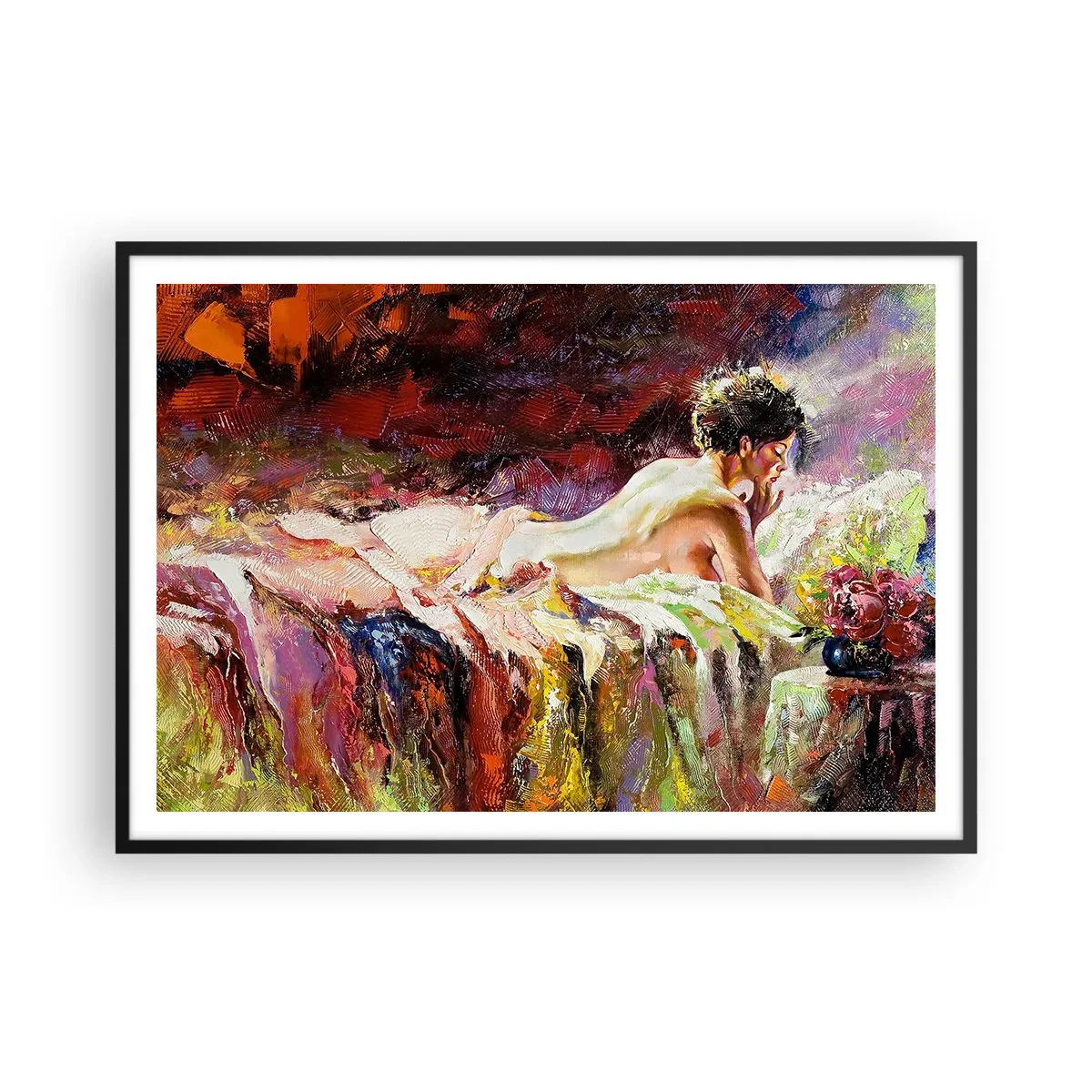 Affisch i svart ram - Venus försänkt i sina tankar - 100x70 cm