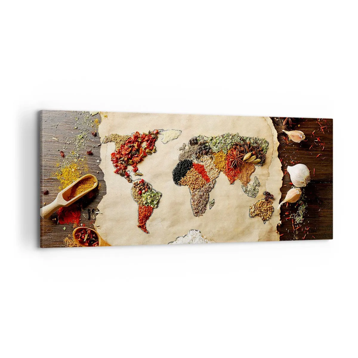 Canvastavla - Bild på duk - Världens alla smaker - 120x50 cm