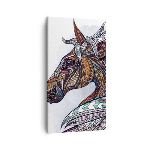 Canvastavla - Bild på duk - Keltiska kämpens häst - 45x80 cm
