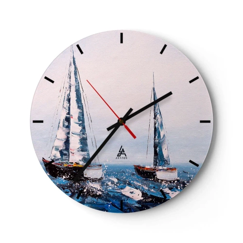 Väggklocka - Klocka på glas - Vindens broderskap - 40x40 cm