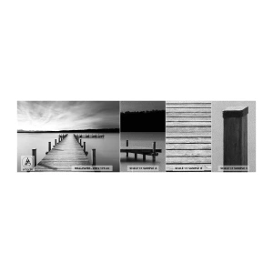 Provbit av fototapet Premium Sand - Vattnet - lugnet - Landskap, Sjö, Träbro - 100x30 cm