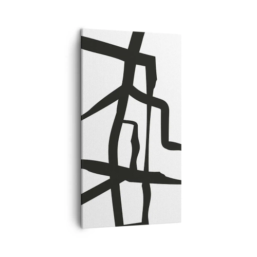 Canvastavla - Bild på duk - Svartvit konstruktion - 45x80 cm