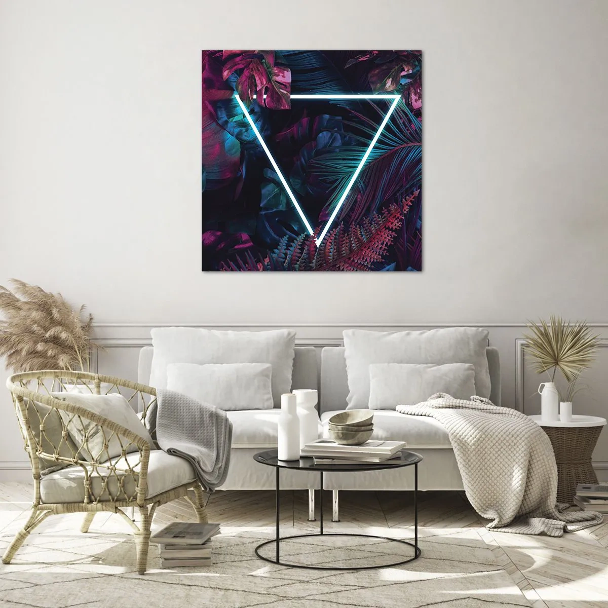 Glastavla - Bild på glas - Trädgård i retrostil - 40x40 cm