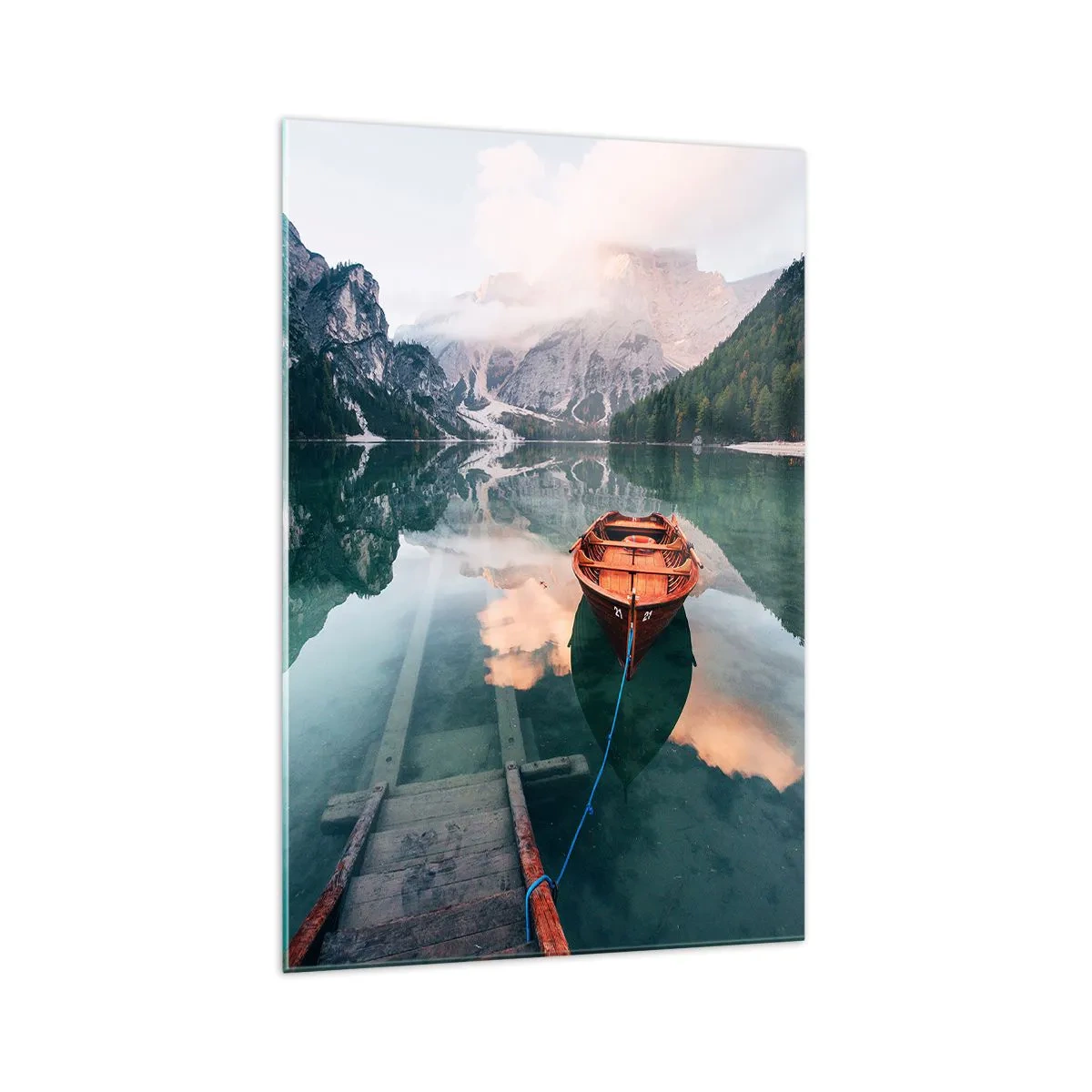 Glastavla - Bild på glas - Lugn bergsömn - 70x100 cm