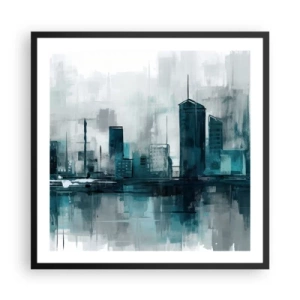 Affisch i svart ram - Regnfärgad stad - 60x60 cm