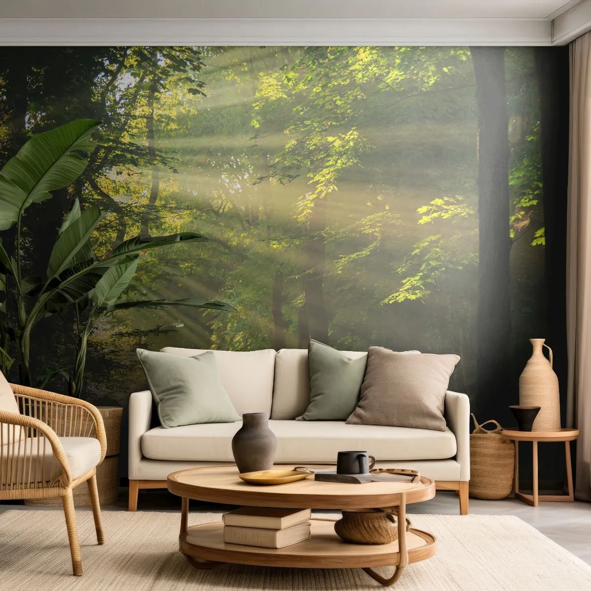 Fototapet Premium Sand - En stund i skogen - Landskap, Skog, Natur - 100x70 cm