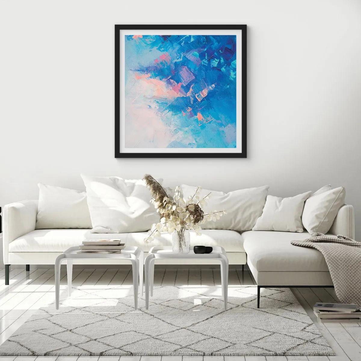 Affisch i svart ram - Vinterabstraktion - 60x60 cm