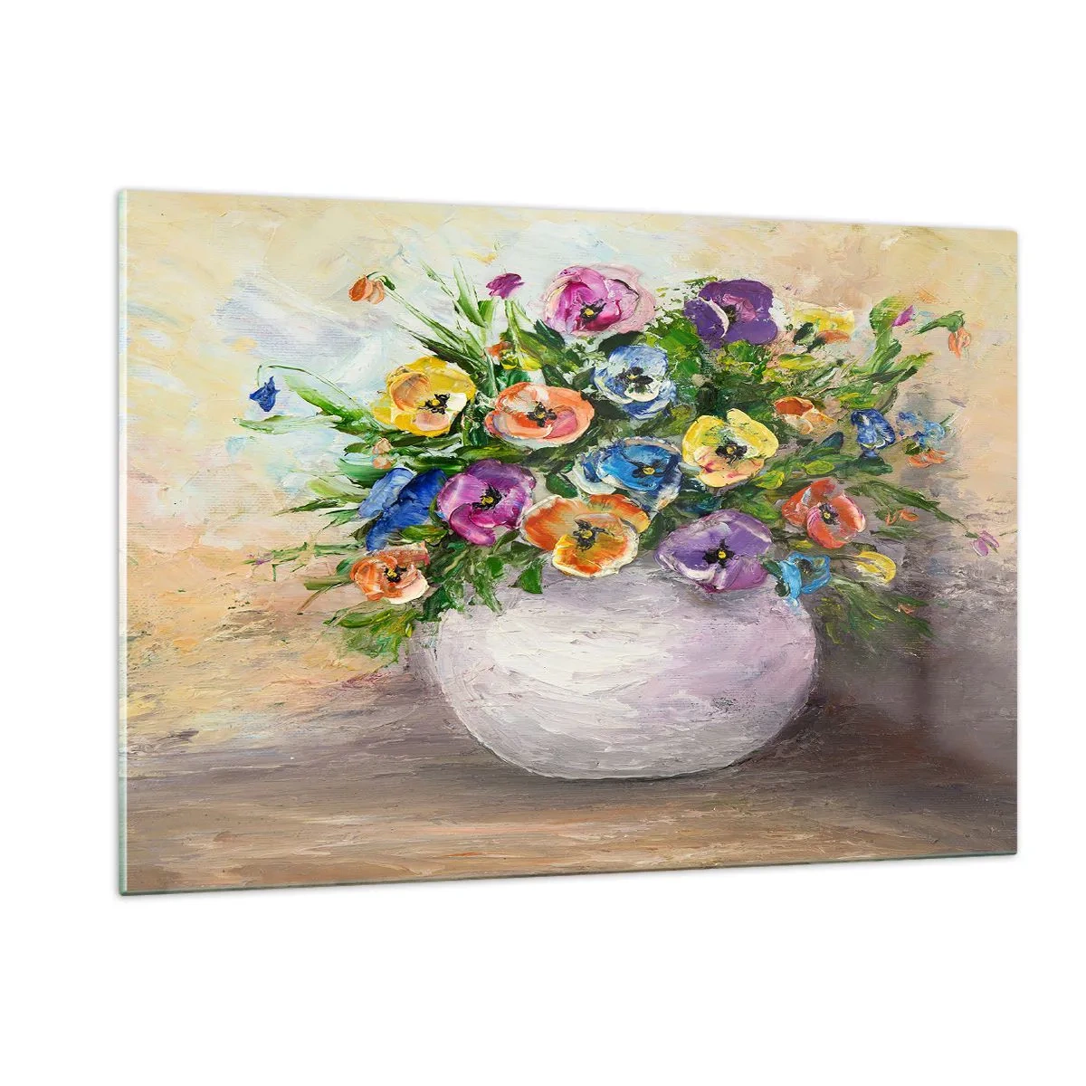 Glastavla - Bild på glas - Stilleben med vit vas - 120x80 cm