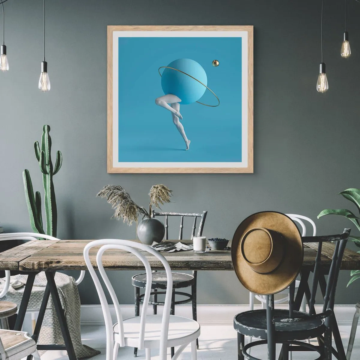 Affisch i ram av ljusek - Och planeterna blir galna - 60x60 cm