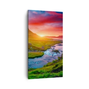 Canvastavla - Bild på duk - Island - eld och vatten - 45x80 cm