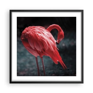 Affisch i svart ram - Djuprött naturpoem - 50x50 cm
