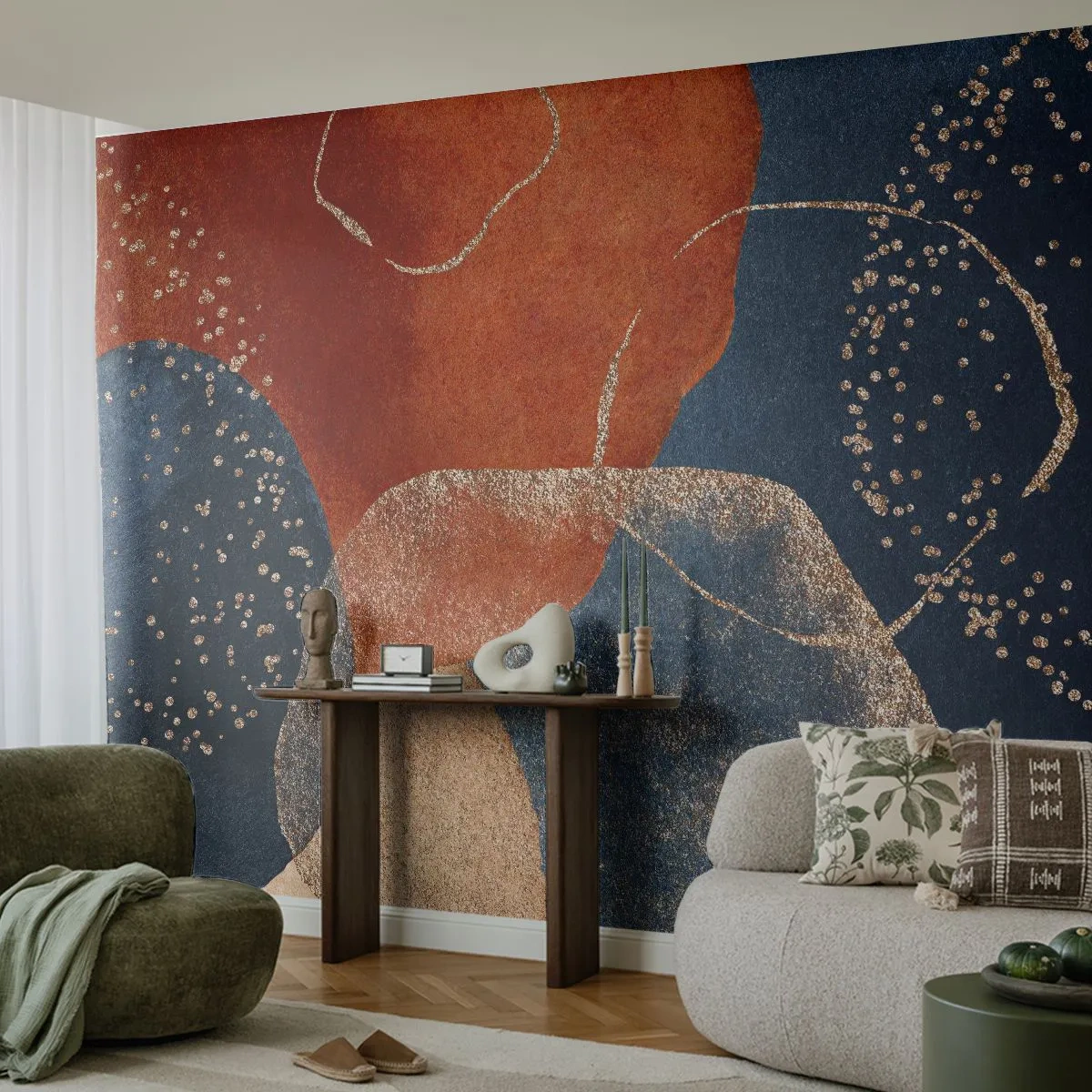 Fototapet Premium Sand - Existensens lätthet - Abstraktion, Bit, Modern konst - 350x256 cm