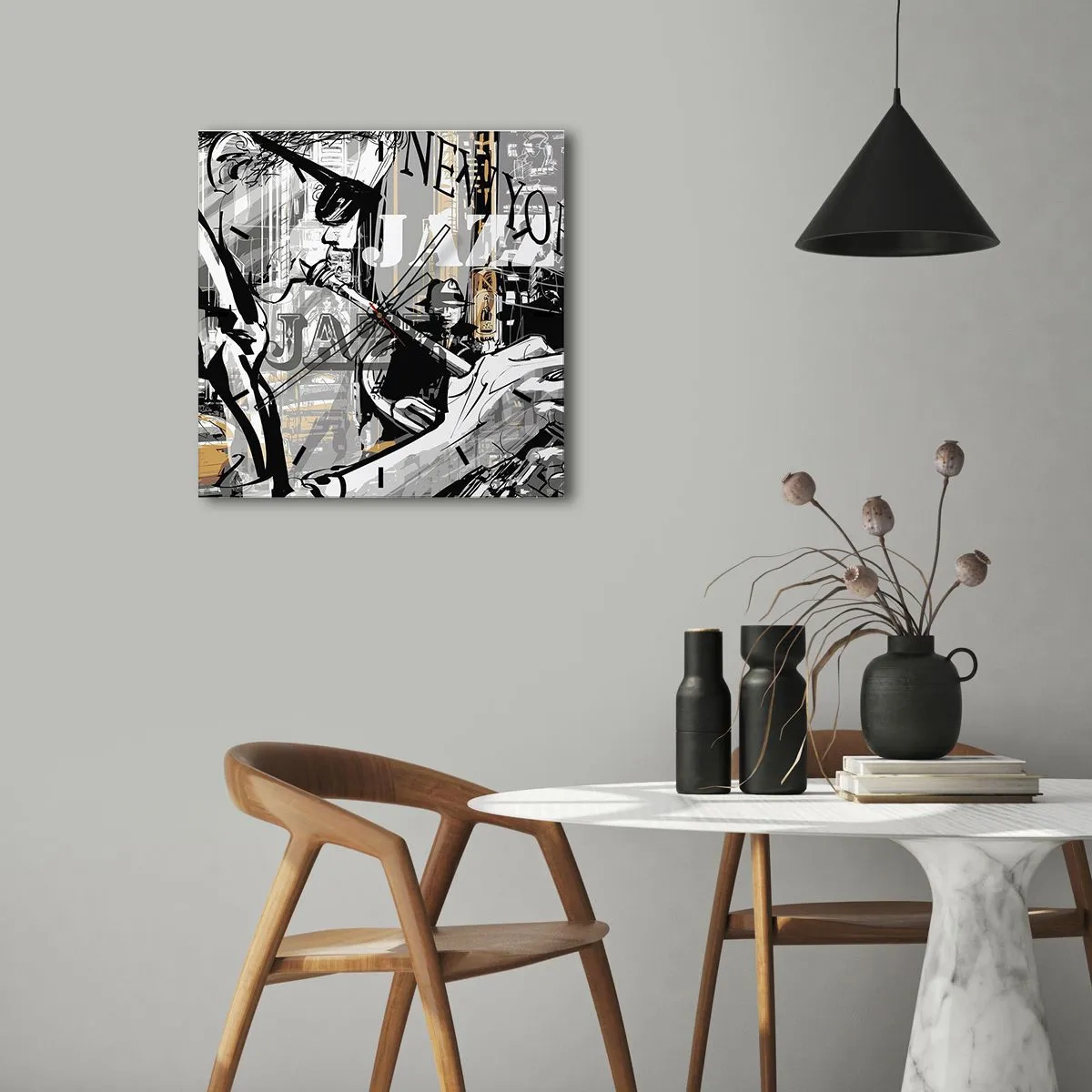 Väggklocka - Klocka på glas - I New Yorks rytm - 40x40 cm