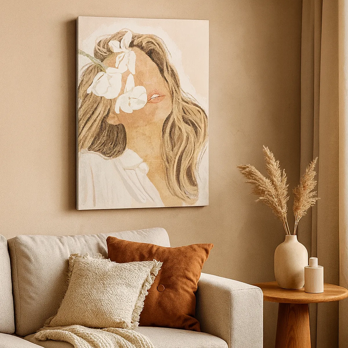 Canvastavla - Bild på duk - Bland blommorna i jubel - 50x70 cm