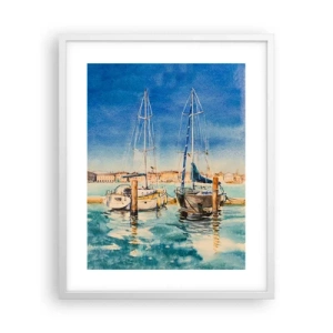 Affisch i vit ram - Solig lagun - 40x50 cm